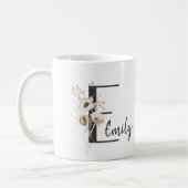 Mug Coussin de fleur sauvage noir et blanc sur mesure (Gauche)