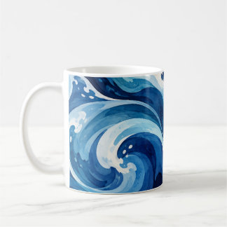 Mug Coussin de jet abstrait Vagues de l'océan bleu Aqu