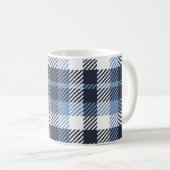 Mug Coussin écossais moderne écossais bleu et blanc (Devant droit)