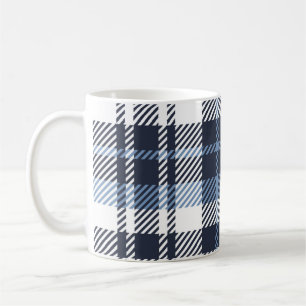 Mug Coussin écossais moderne écossais bleu et blanc