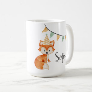 Mug Coute Fox Woodland Casquette de la fête rose