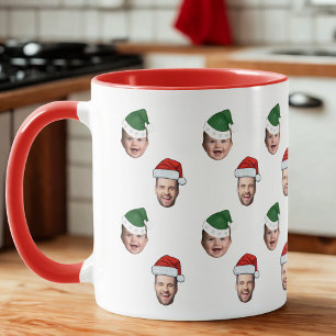 Mug Coutume Face 2 Photos Santa Hat Cadeau de Noël