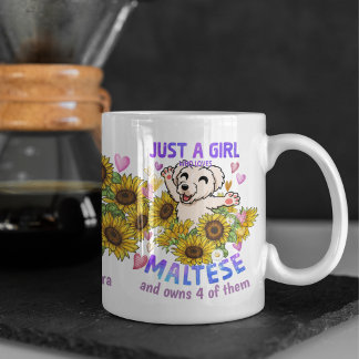 Mug Coutume Maltaise Entraîneur de tournesol Floral