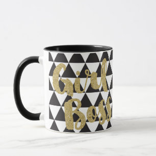 Mug Coutume moderne noire et blanche d'or de patron de