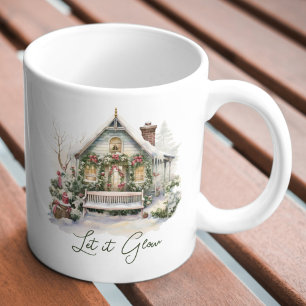 Mug Coutume Nouvel An Hiver Scène Neige Vert Noël