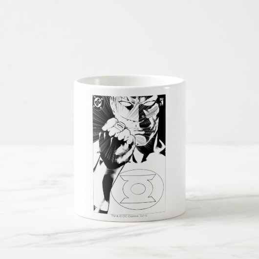 Mug Couvercle de fond de la lanterne verte, noir et bl (Centre)