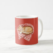 Mug Couverture à rayures à carreaux rouges chat orange (Devant droit)