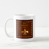 Mug Couverture en cuir vieilli avec fleur de Lys doré (Gauche)