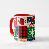 Mug Couverture patchwork de Noël Labrador noir (Devant gauche)