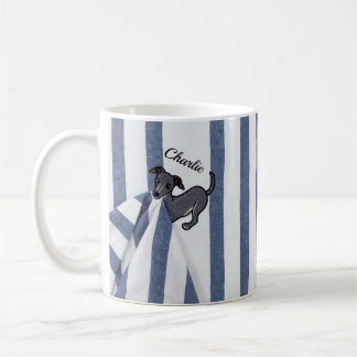 Mug Couverture personnalisée pour chien Whippet rayée