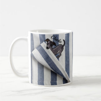 Mug Couverture personnalisée pour chien Whippet rayée
