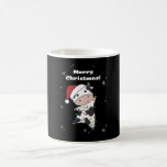Mug Cow Cheerful<br><div class="desc">The cow at Christmas with fairy lights. Funny animals with toxits and snow for the holidays. Donc Funny for Christmas in July. Cows are cute animals et perfect pour Christmas.</div>