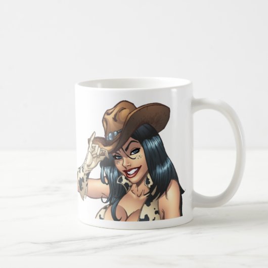 Mug Cow-girl inclinant son illustration de casquette (Droite)