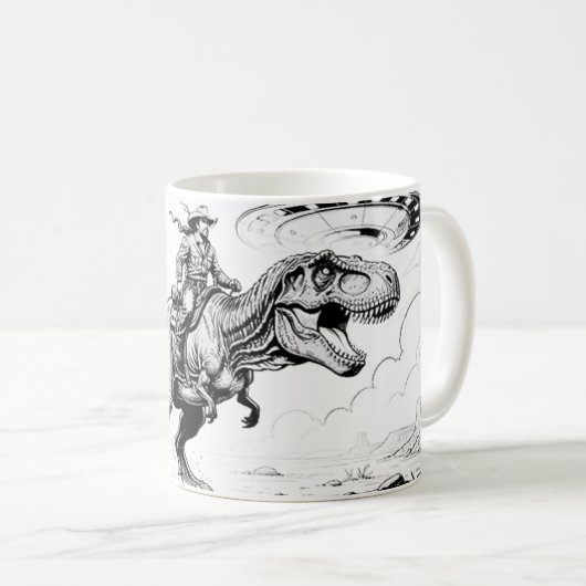 Mug Cowboy à cheval sur un dinosaure (Devant droit)