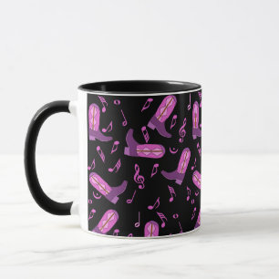 Mug Cowboy Boots Music Notes Musique Musique Musique M