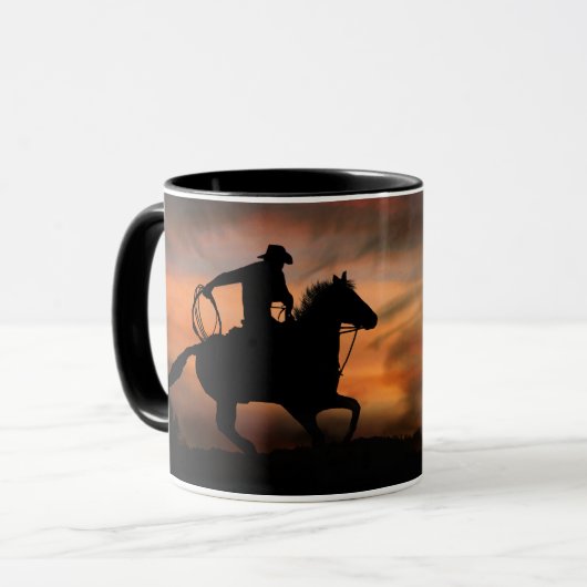 Mug Cowboy et cheval au coucher du soleil (Devant gauche)