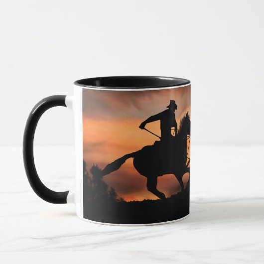 Mug Cowboy et Steer Roping au coucher du soleil (Gauche)
