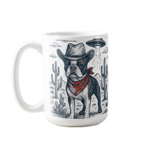 cowboy français bulldog vintage alien ouest