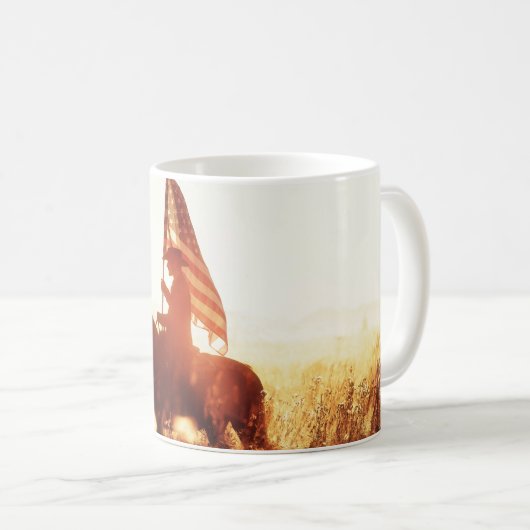 Mug Cowboy Portrait USA Flag Thème. (Devant droit)