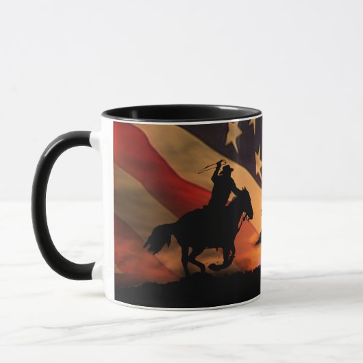 Mug Cowboy Roping avec drapeau américain (Gauche)