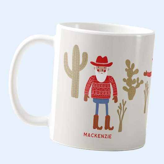 Mug Cowboy Santa Claus Christmas Custom Text