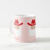 Mug Cowboy Santa Claus Christmas Custom Text Pink (Devant gauche)