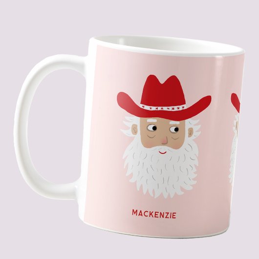 Mug Cowboy Santa Claus Christmas Custom Text Pink