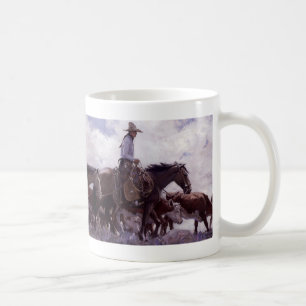 Mug Cowboy vintage avec son troupeau de bétail par Koe