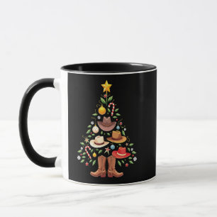 Mug Cowboy Western Christmas Tree Père Noël
