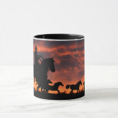 Mug Cowboy Wild Herd Horses Western (Centre)