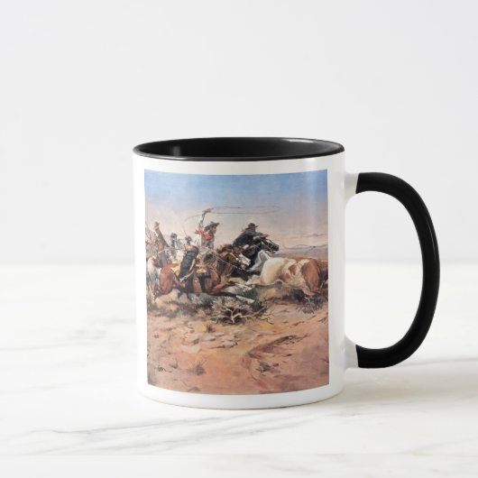 Mug Cowboys roping un boeuf, 1897 (huile sur la toile) (Droite)