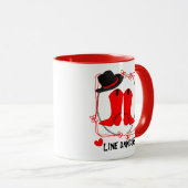 Mug Cowgirl Boots mignon ligne danse thème graphique (Devant droit)