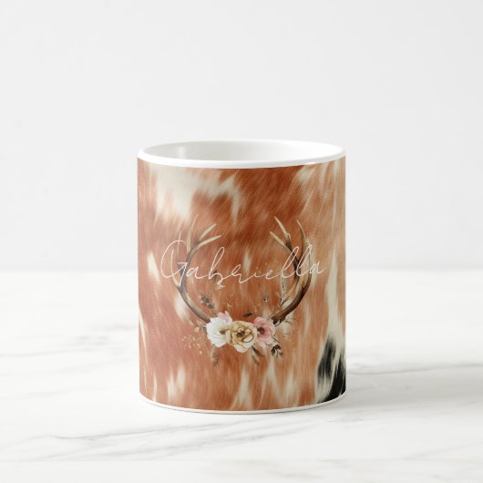 Mug Cowgirl Cowhal Floral Deer Antlers (Centre)