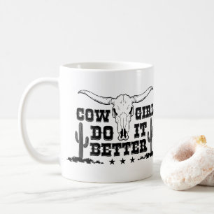 Mug COWGIRL FAIRE MIEUX Crâne de vache avec de longues