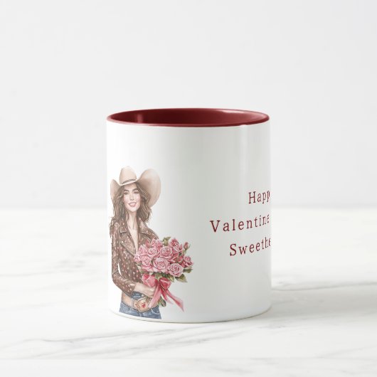 Mug Cowgirl Pink Roses Valentine's Day (Centre)