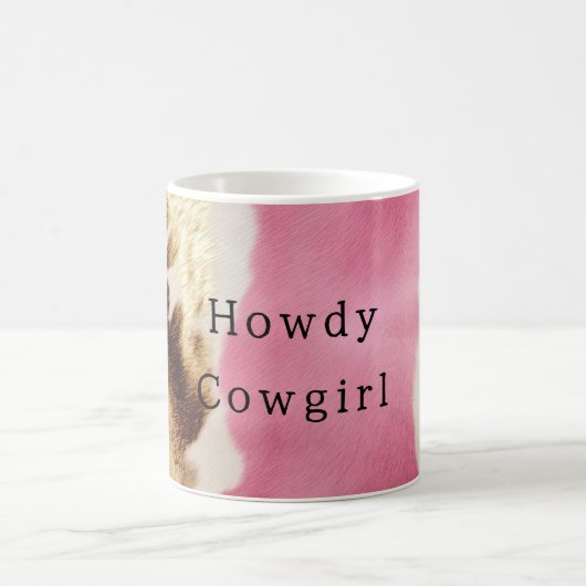 Mug Cowgirl Western Pink Cream Gold Cowhide (Centre)