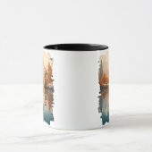 Mug Coyote dans le reflet du lac d'automne (Centre)