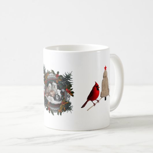 Mug Cozy Cardinal Birds Knit Hat Christmas Tree (Devant droit)