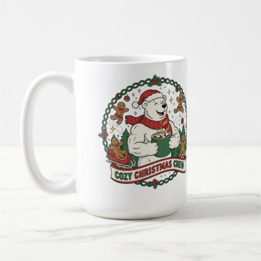 Mug Cozy Christmas Crew – Cute Polar Bear & Gingerbrea (Gauche)