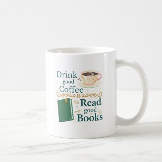 Mug Cozy Coffee & Book Lover Vintage Quote Design (Droite)