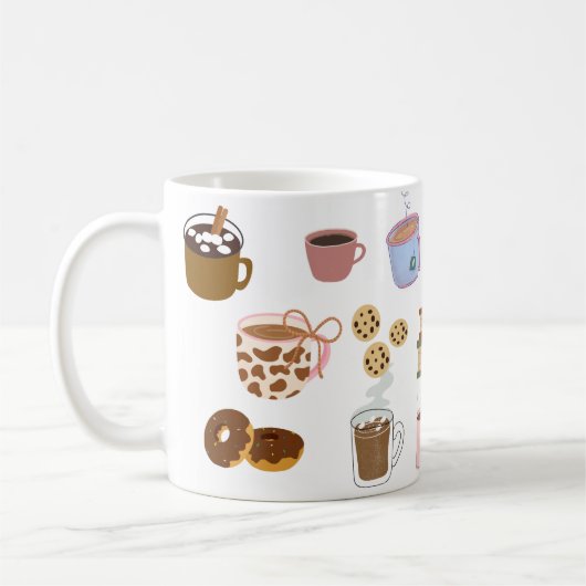 Mug Cozy & Coffee Treats Illustrated Collection (Gauche)