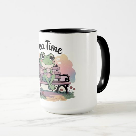 Mug Cozy Frog Sitting Like a Human – Funny Chill Carto (Devant droit)
