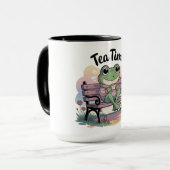 Mug Cozy Frog Sitting Like a Human – Funny Chill Carto (Devant gauche)