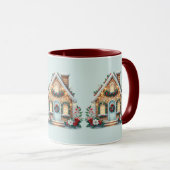 Mug Cozy Gingerbread House Holiday Illustration Blue (Devant droit)