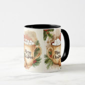 Mug Cozy marshmallow merry Christmas holly festive (Devant droit)
