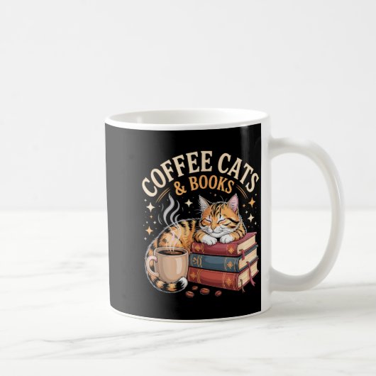 Mug Cozy Reading Cat Coffee And Books Lover Artwork (Droite)