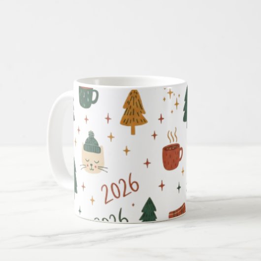 Mug Cozy Winter Vibes 2026 - Cute Puppy and Kitten Chr (Devant gauche)