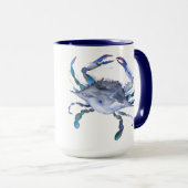 Mug Crabe bleu Thème de plage personnalisé Café (Devant droit)