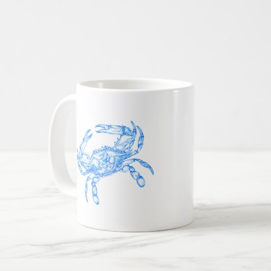 Mug crabe bleu vintage (Devant gauche)