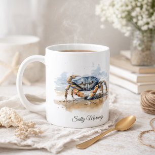 Mug Crabe de plage à l'aquarelle, personnalisé